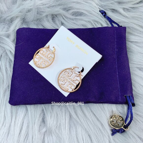 Tory Burch Miller Wire Rope Hoop in Rose Gold Earrings (Brand New) - Picture 4 of 5